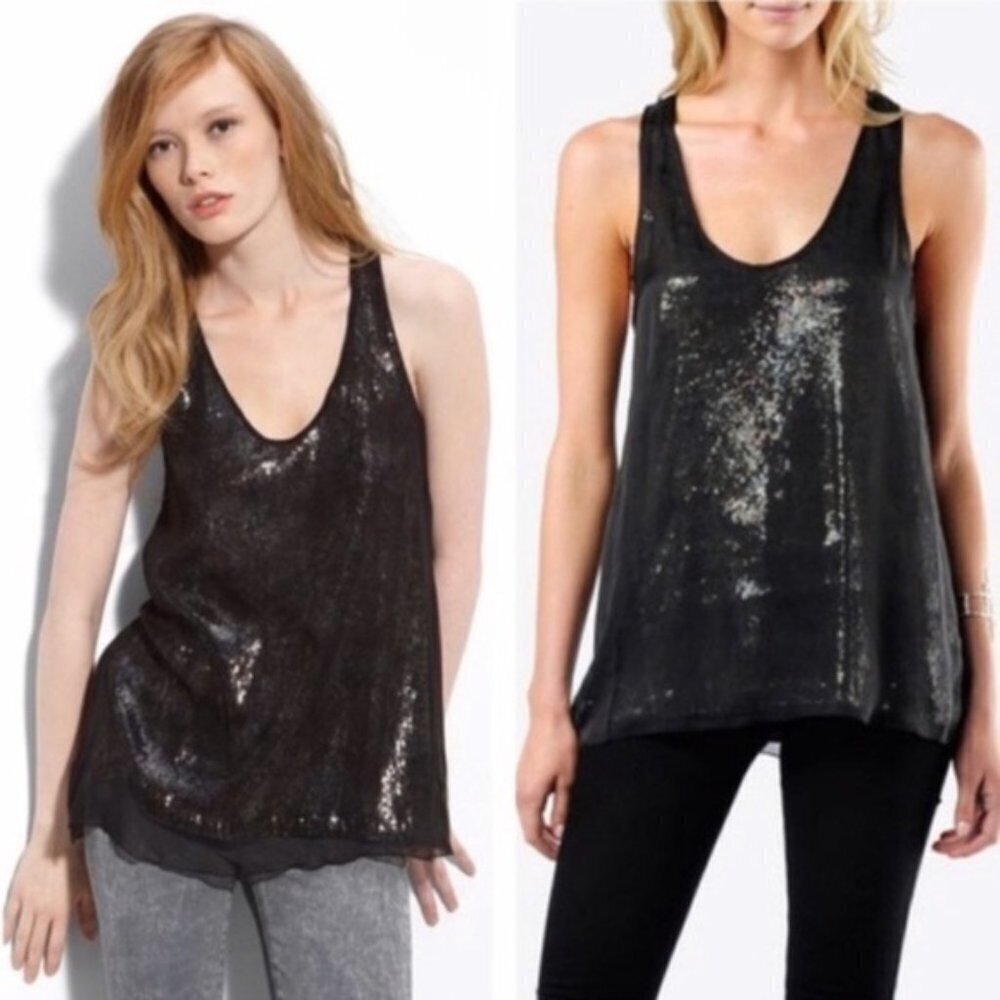 Joie Galina Silk and Sequins Tank Top